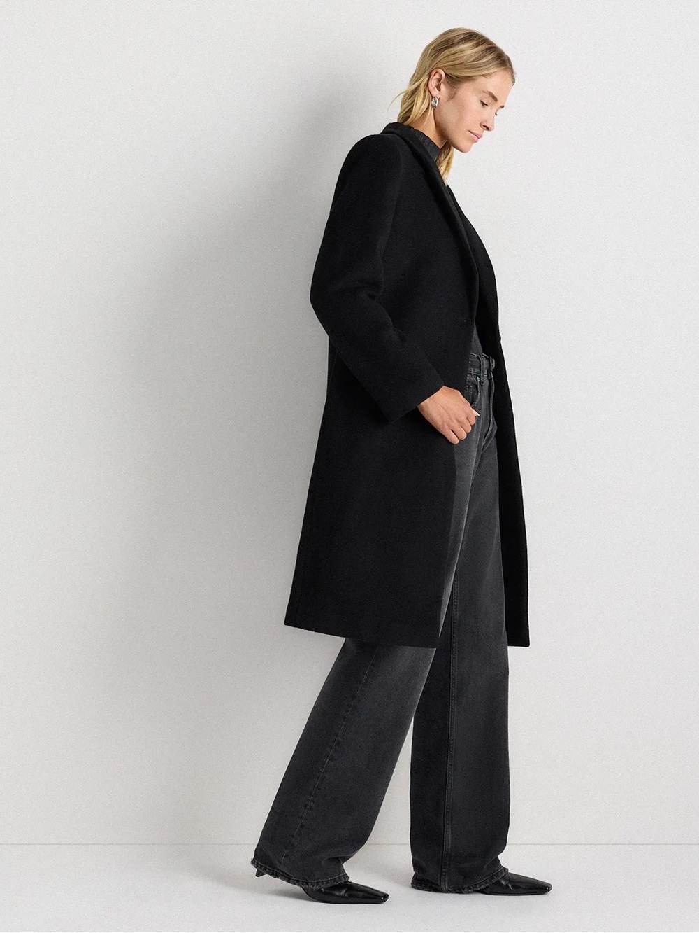 Quince Black Long Cashmere Overcoat New No Tag XS - Picture 4 of 9